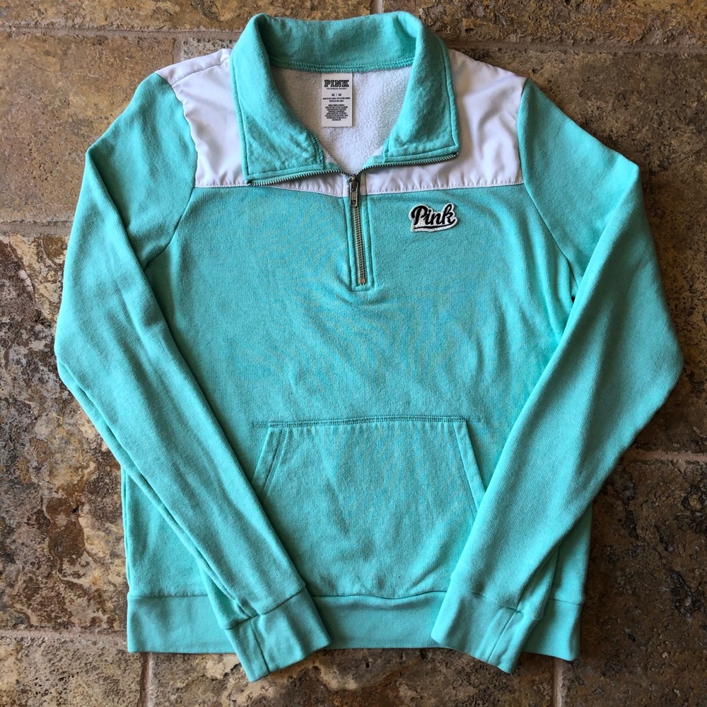 PINK VS half zip teal pullover jacket